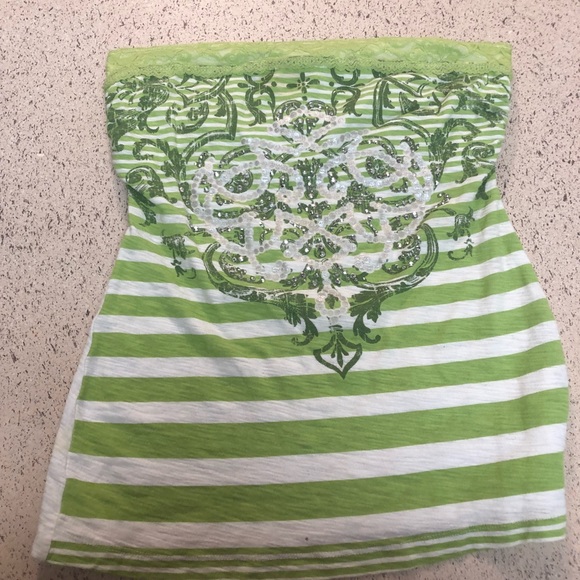 Vanity like green and white tube top - Picture 1 of 2